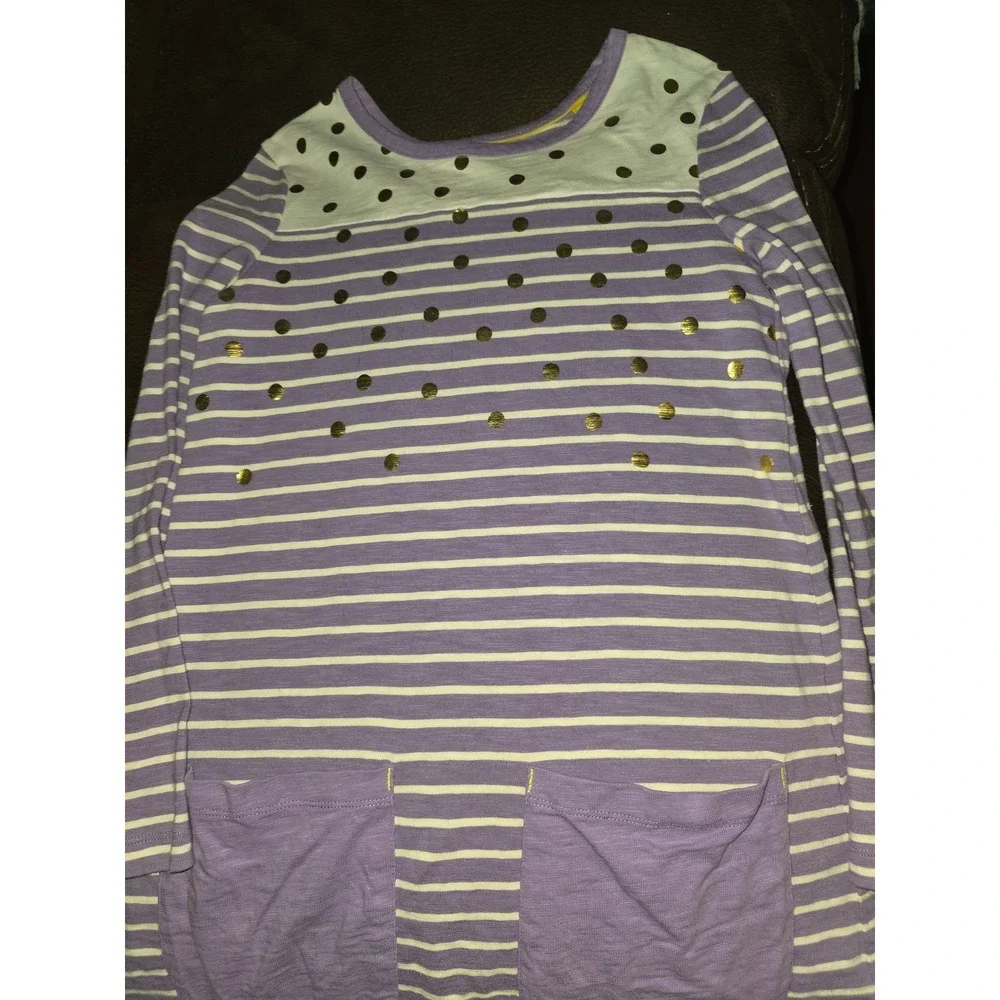 Mini boden spring purple striped dress‎ size 9 10